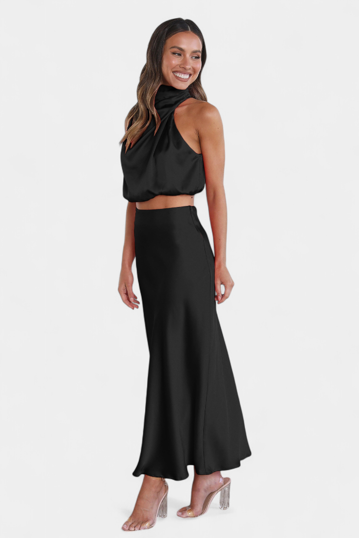 Hanna Asymmetric Top & Skirt Set