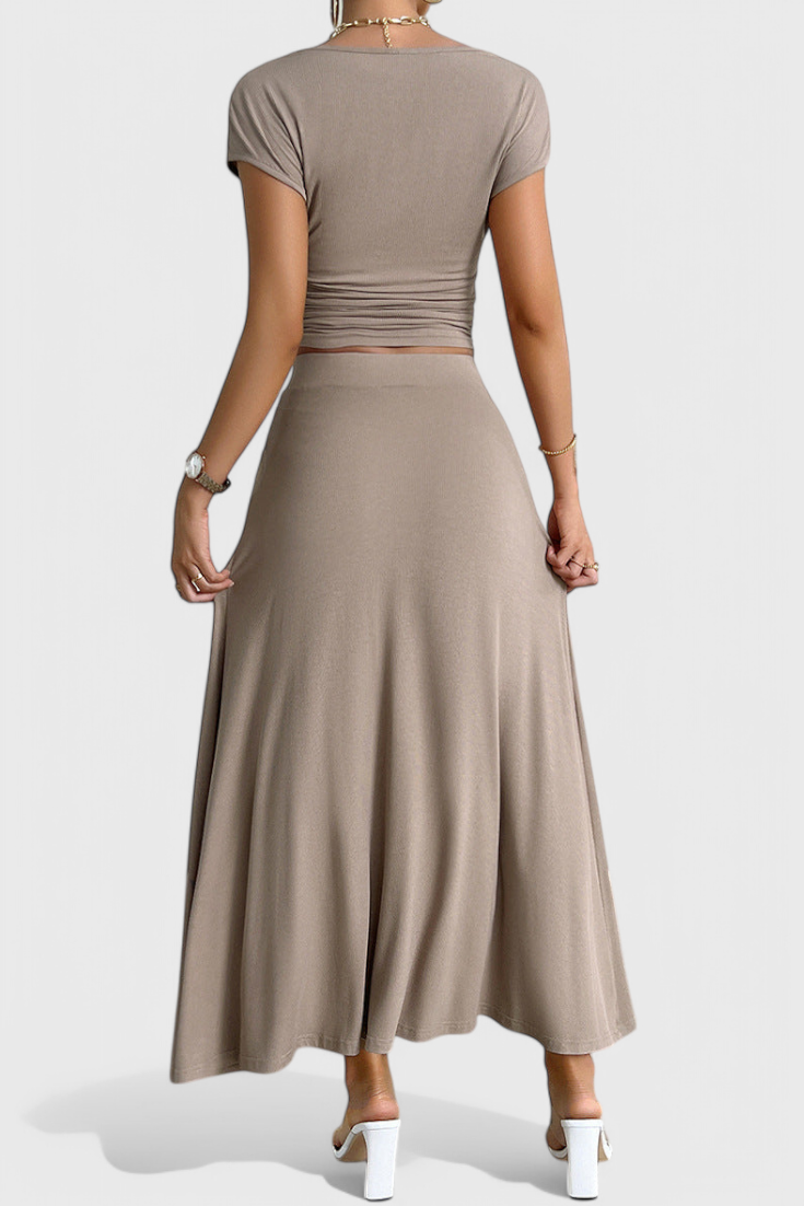 Anastasia Ruched Crop Top & Flowing Skirt Co-Ord