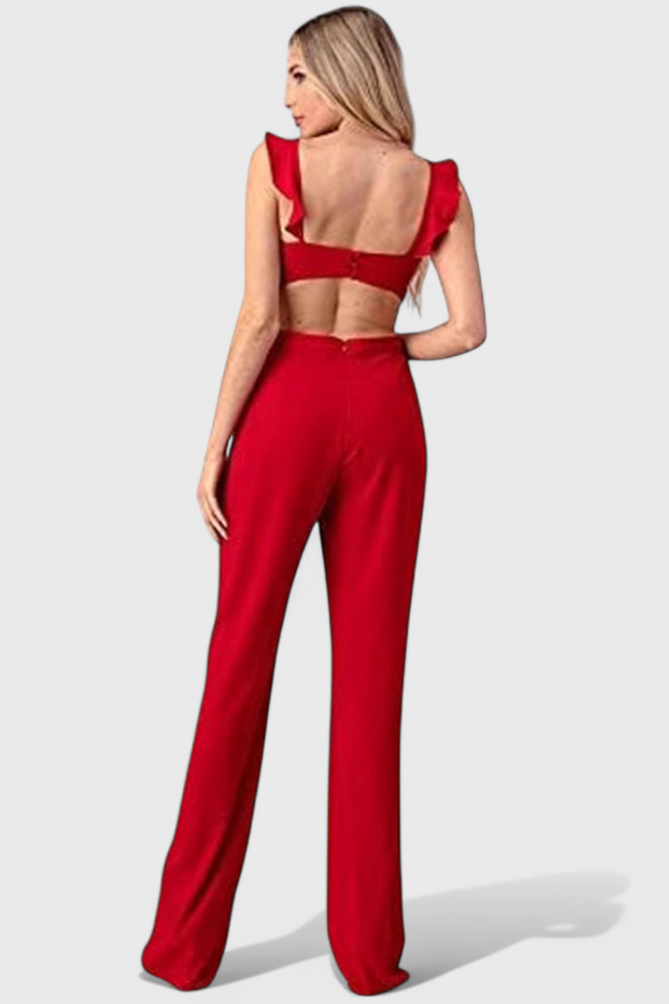 Isadora Ruffle-Trim Cut-Out Jumpsuit