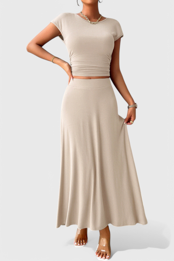 Anastasia Ruched Crop Top & Flowing Skirt Co-Ord