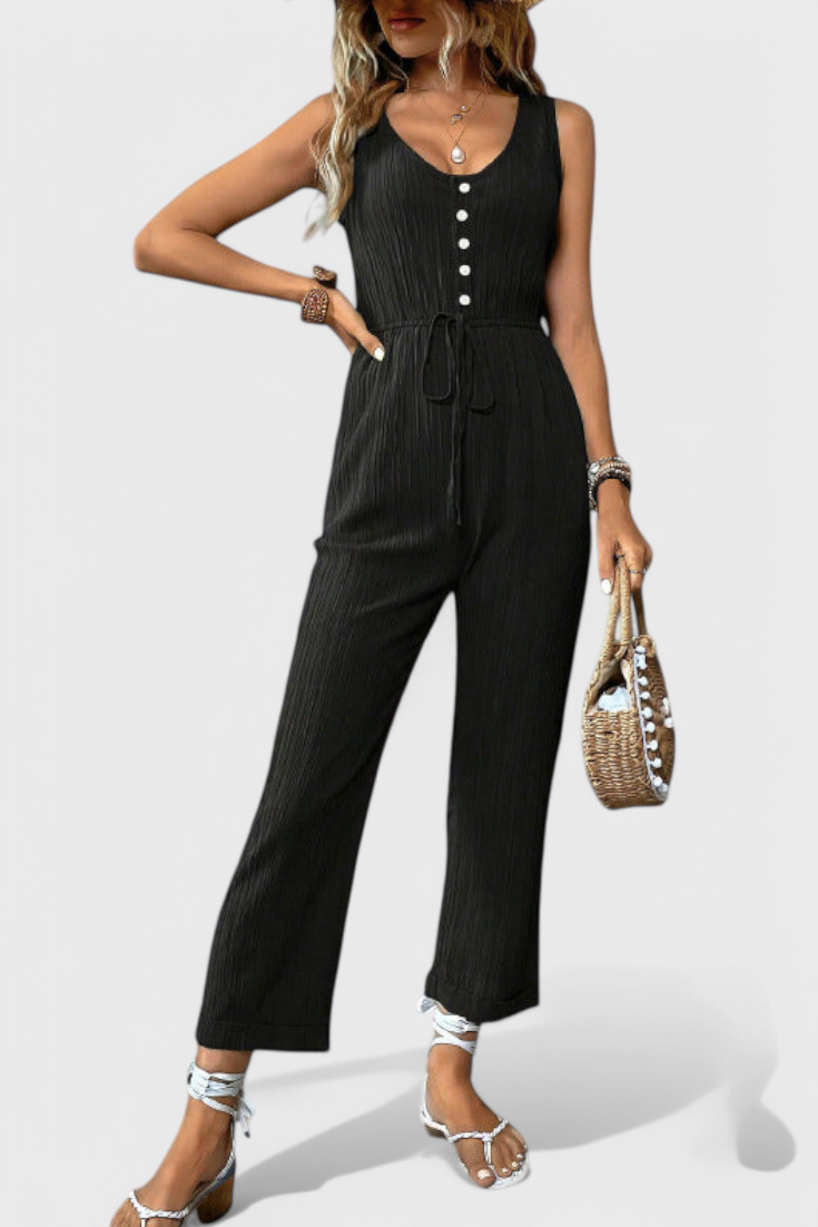 Marisela Textured V-Neck Jumpsuit