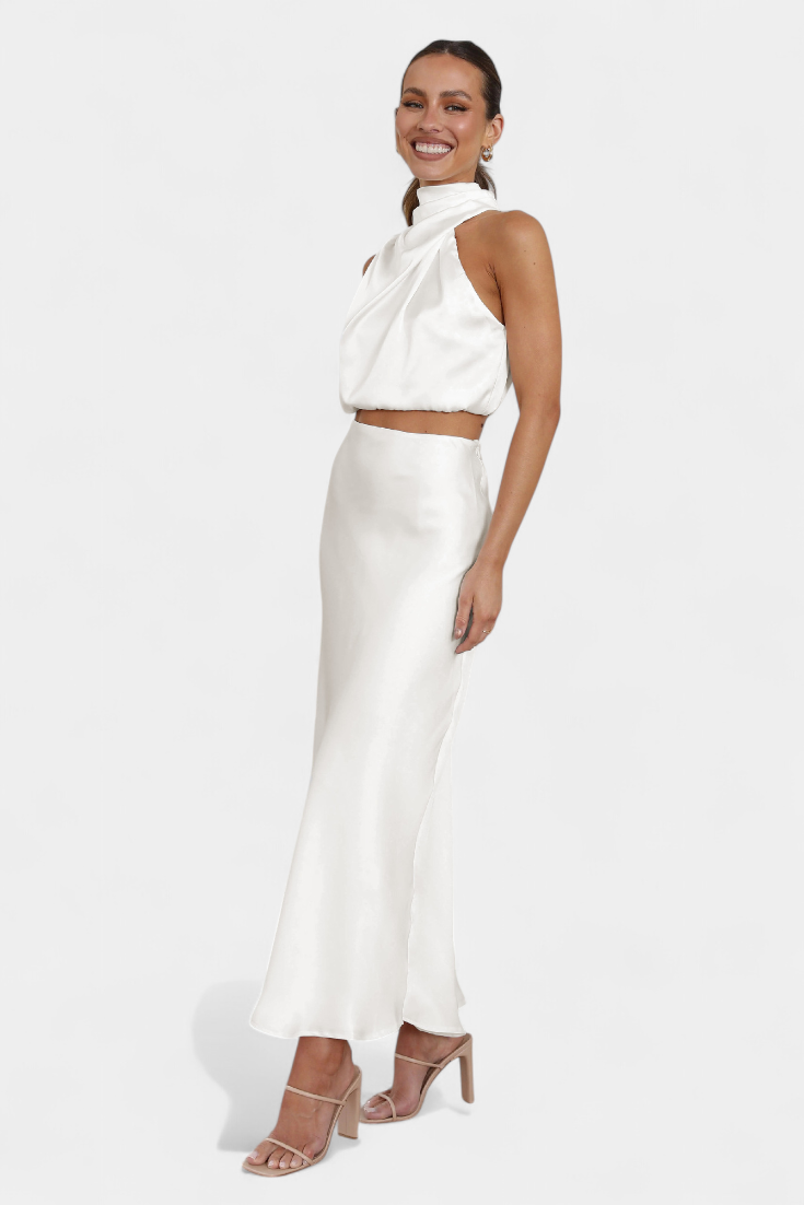 Hanna Asymmetric Top & Skirt Set