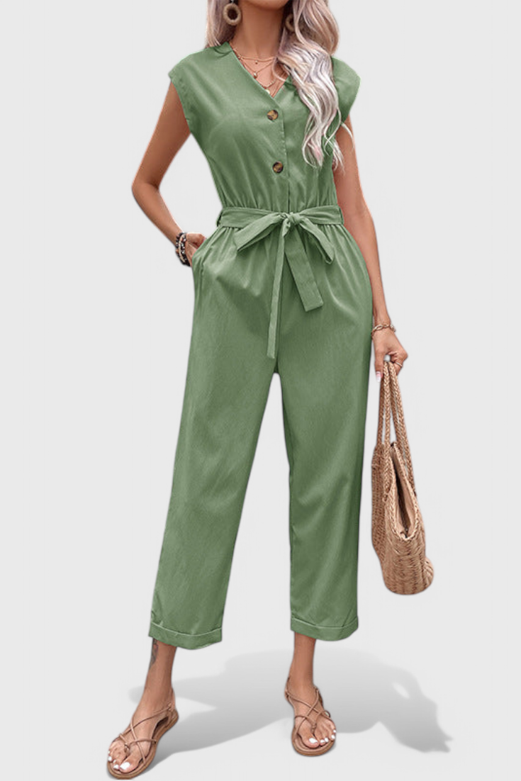 Marisol Sleeveless Button-Front Jumpsuit