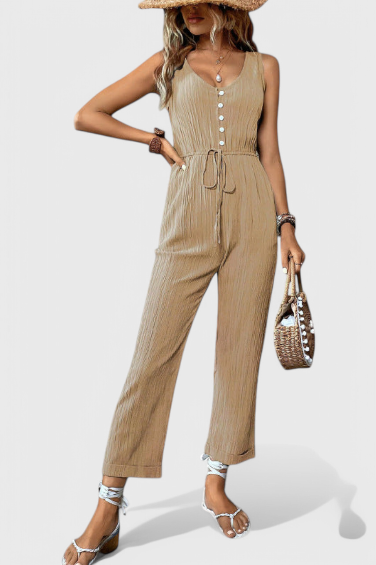 Marisela Textured V-Neck Jumpsuit