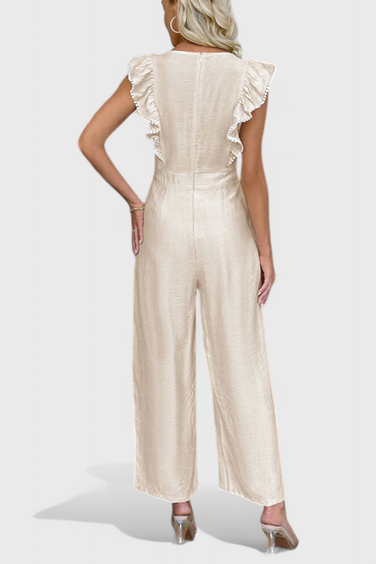 Amahle Linen Jumpsuit with Ruffle Sleeves