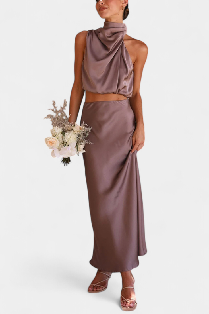 Hanna Asymmetric Top & Skirt Set