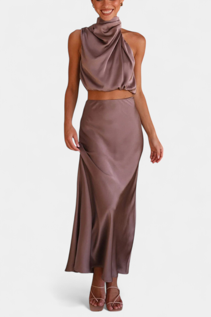 Hanna Asymmetric Top & Skirt Set