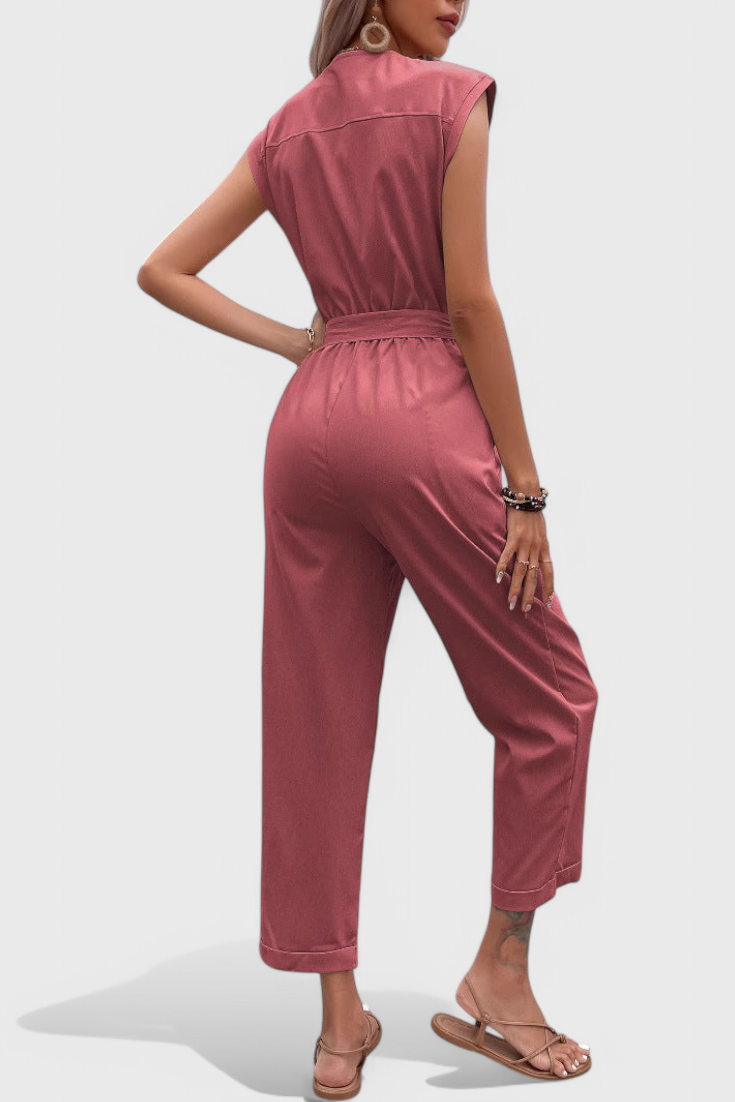 Marisol Sleeveless Button-Front Jumpsuit