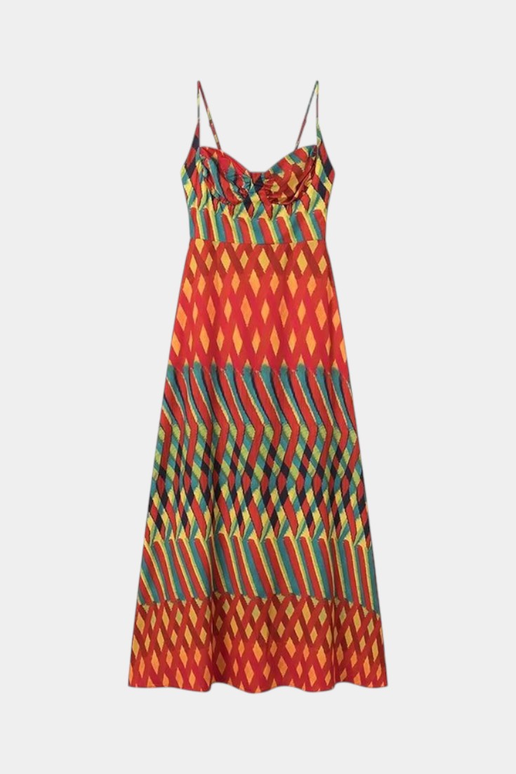 Ocean Abstract Halter Maxi Dress