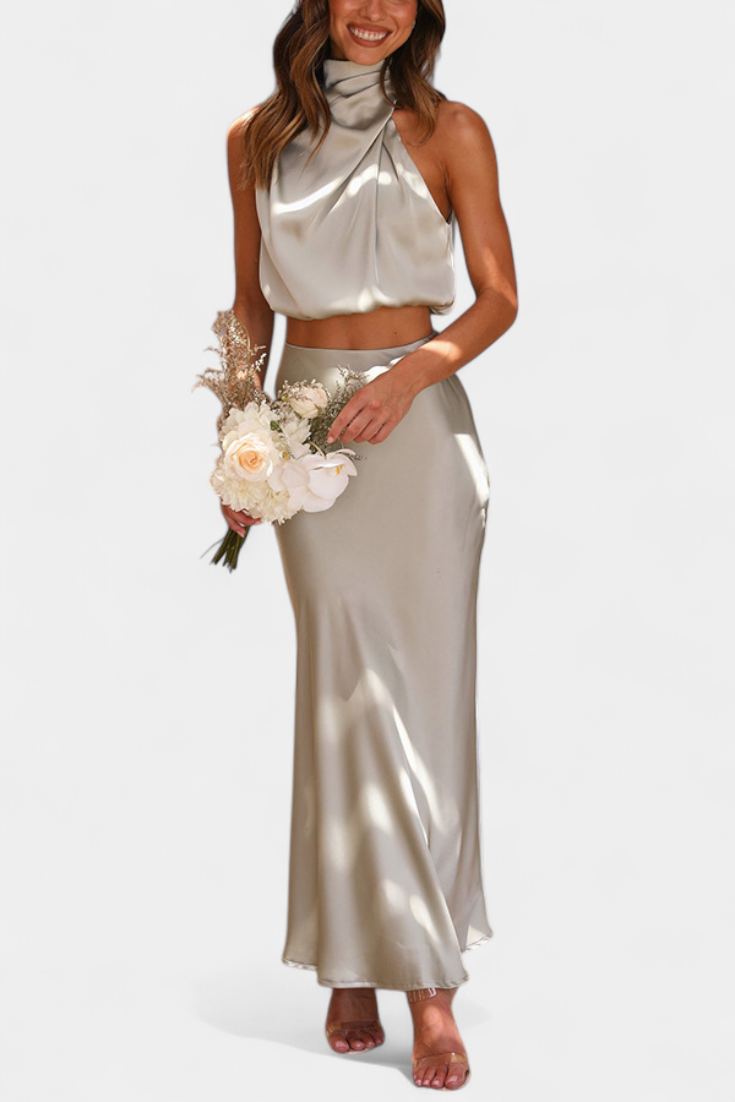 Hanna Asymmetric Top & Skirt Set