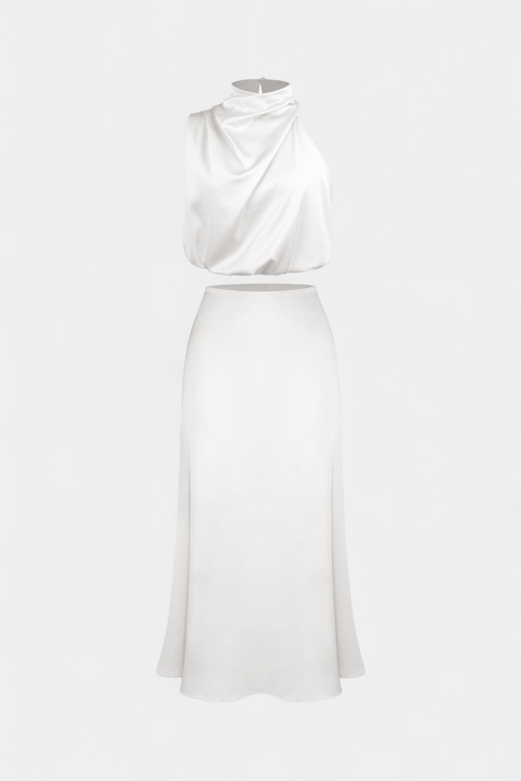 Hanna Asymmetric Top & Skirt Set
