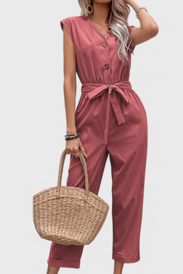 Marisol Sleeveless Button-Front Jumpsuit