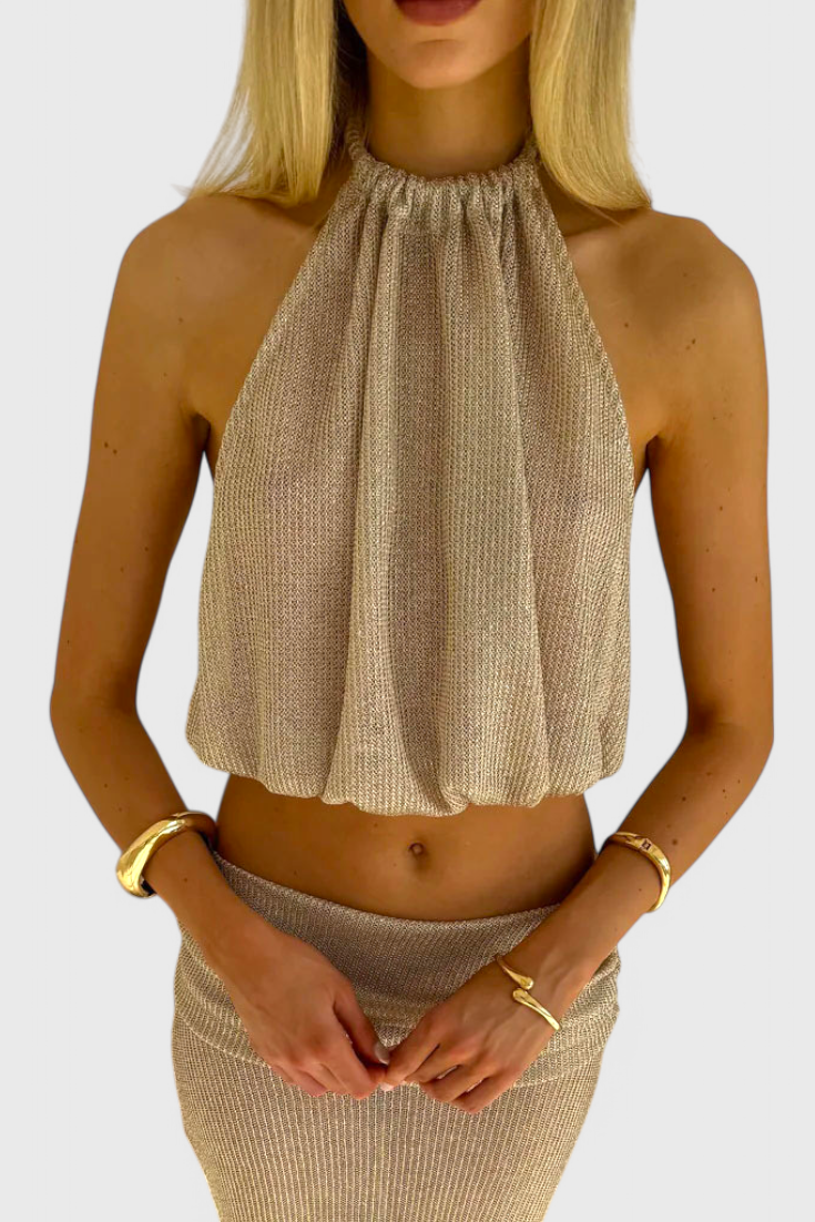 Zhenya Sheer Halter Two-Piece Set