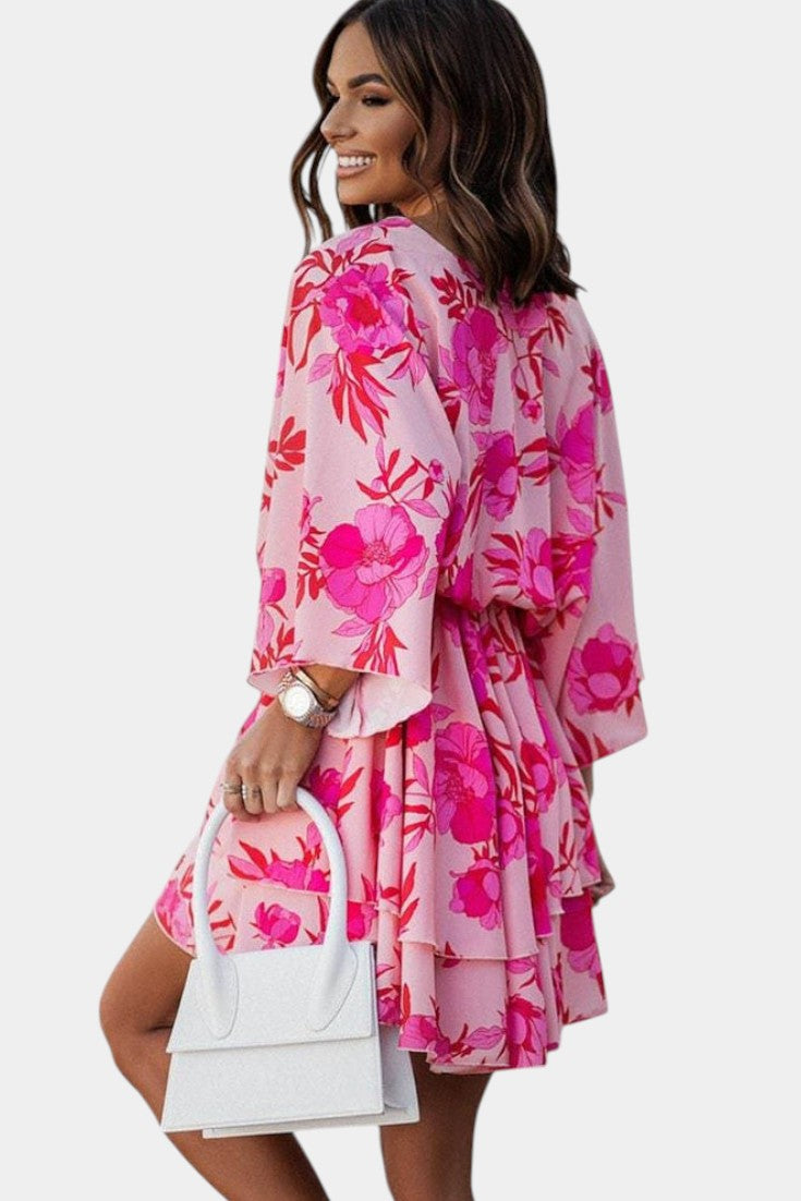 Eliza Twist-Front Floral Wrap Mini Dress