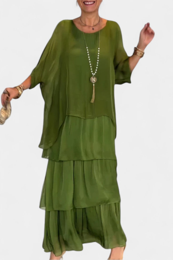Caroline Tiered Batwing Maxi Dress