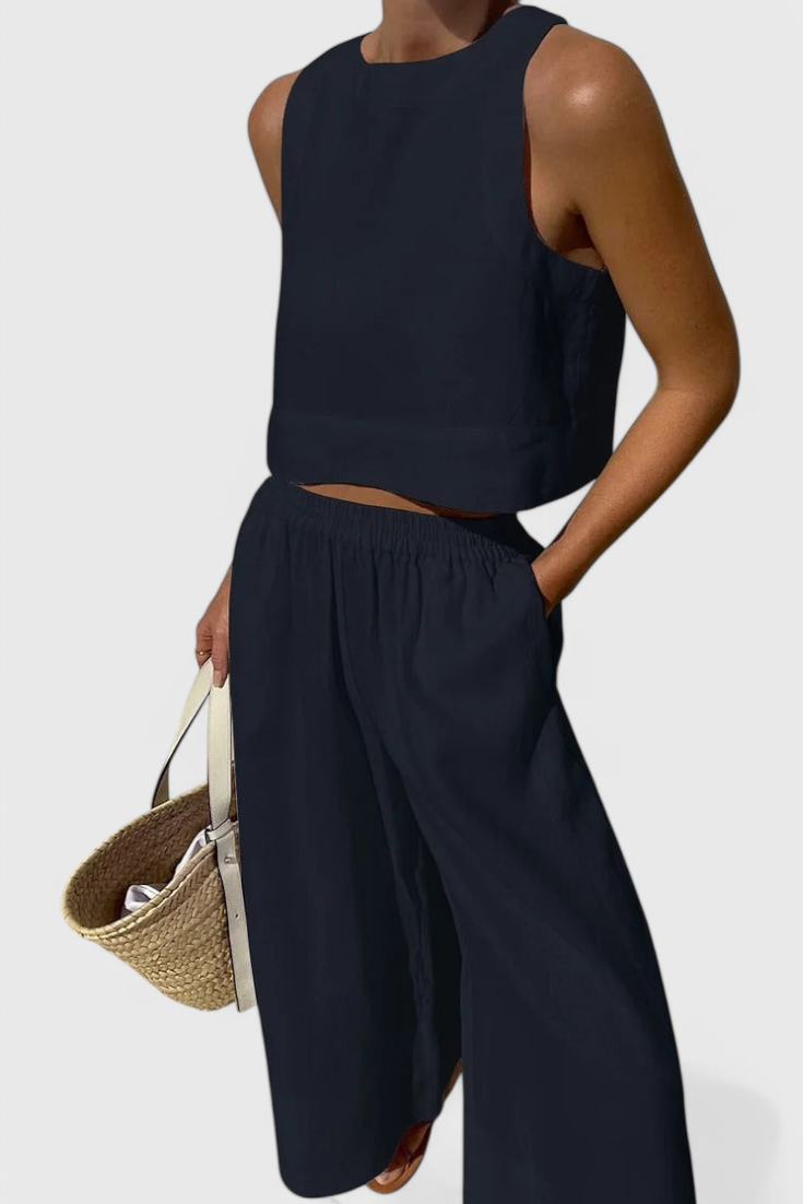 Avelina Two-Piece Set with Relaxed Minimalist Silhouette