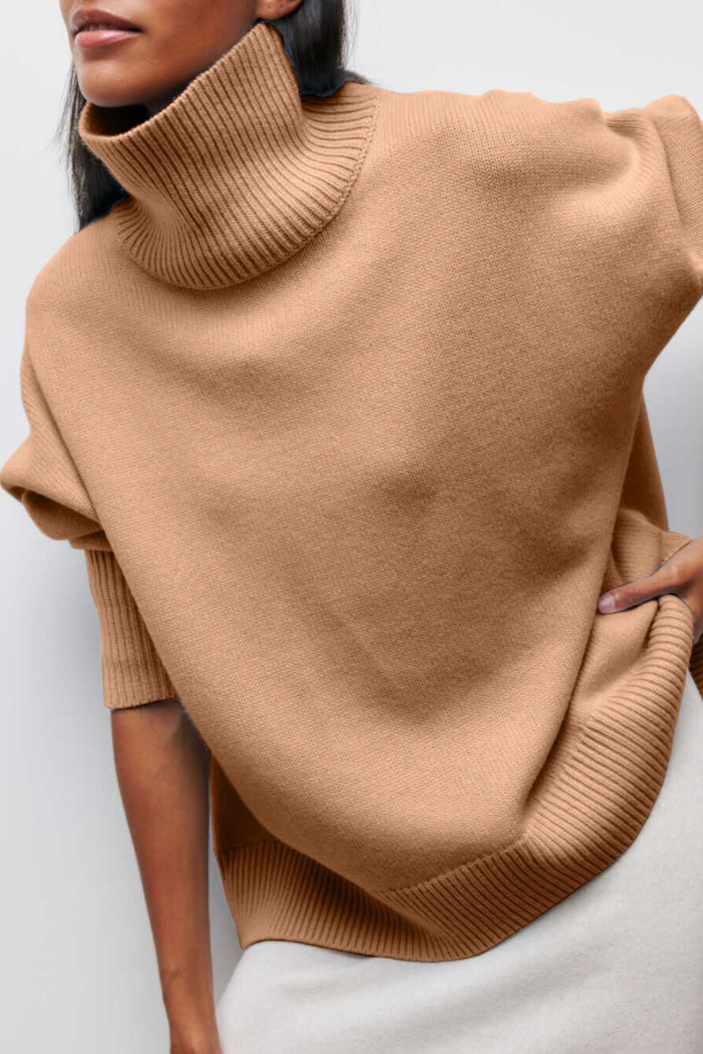 Kaisey Cloudless Sky Turtleneck Oversized Jumper