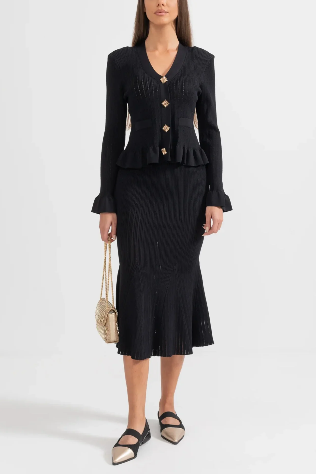 Cressida Refined Knit Midi Dress & Buttoned Top Set