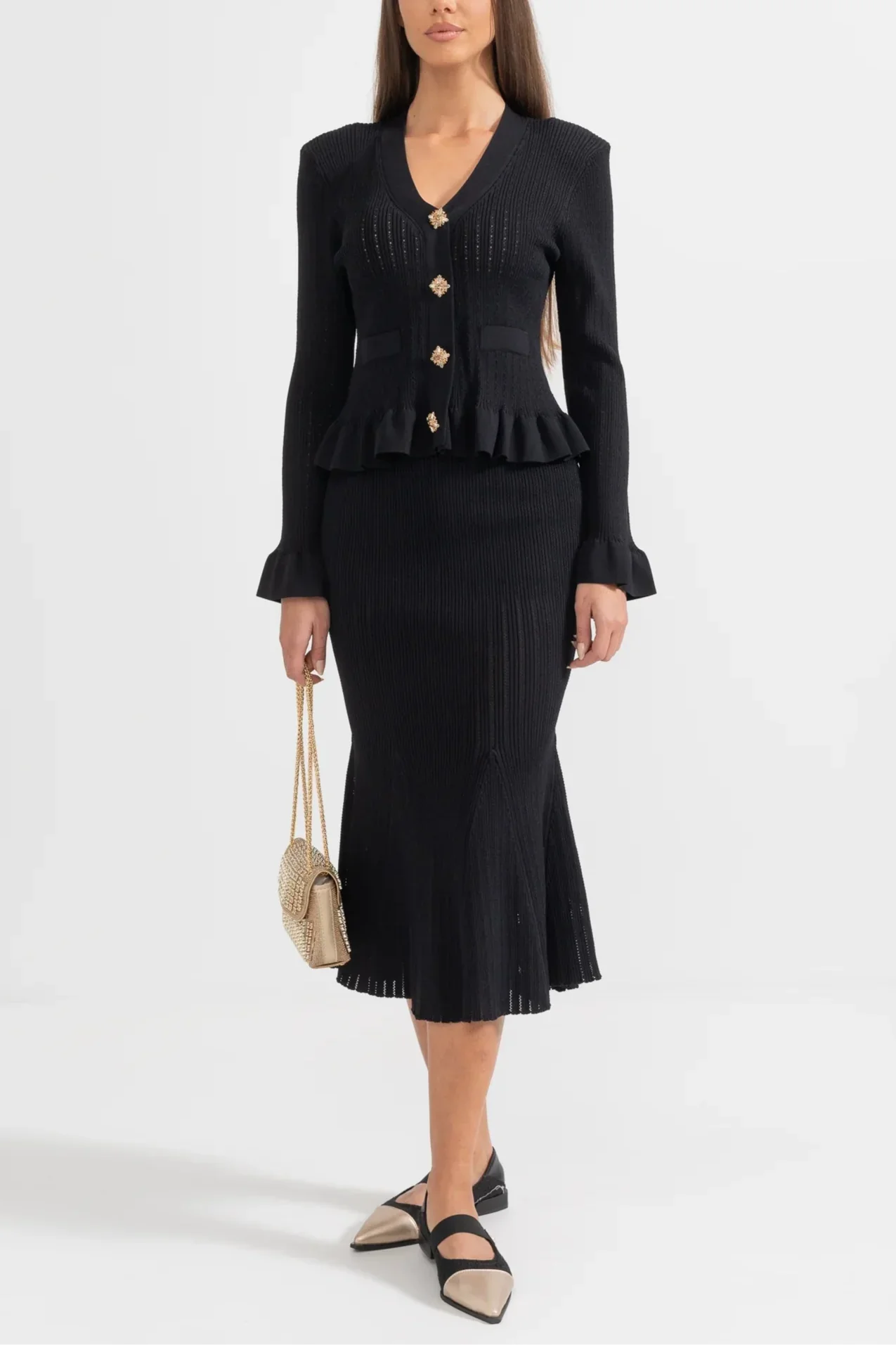 Cressida Refined Knit Midi Dress & Buttoned Top Set