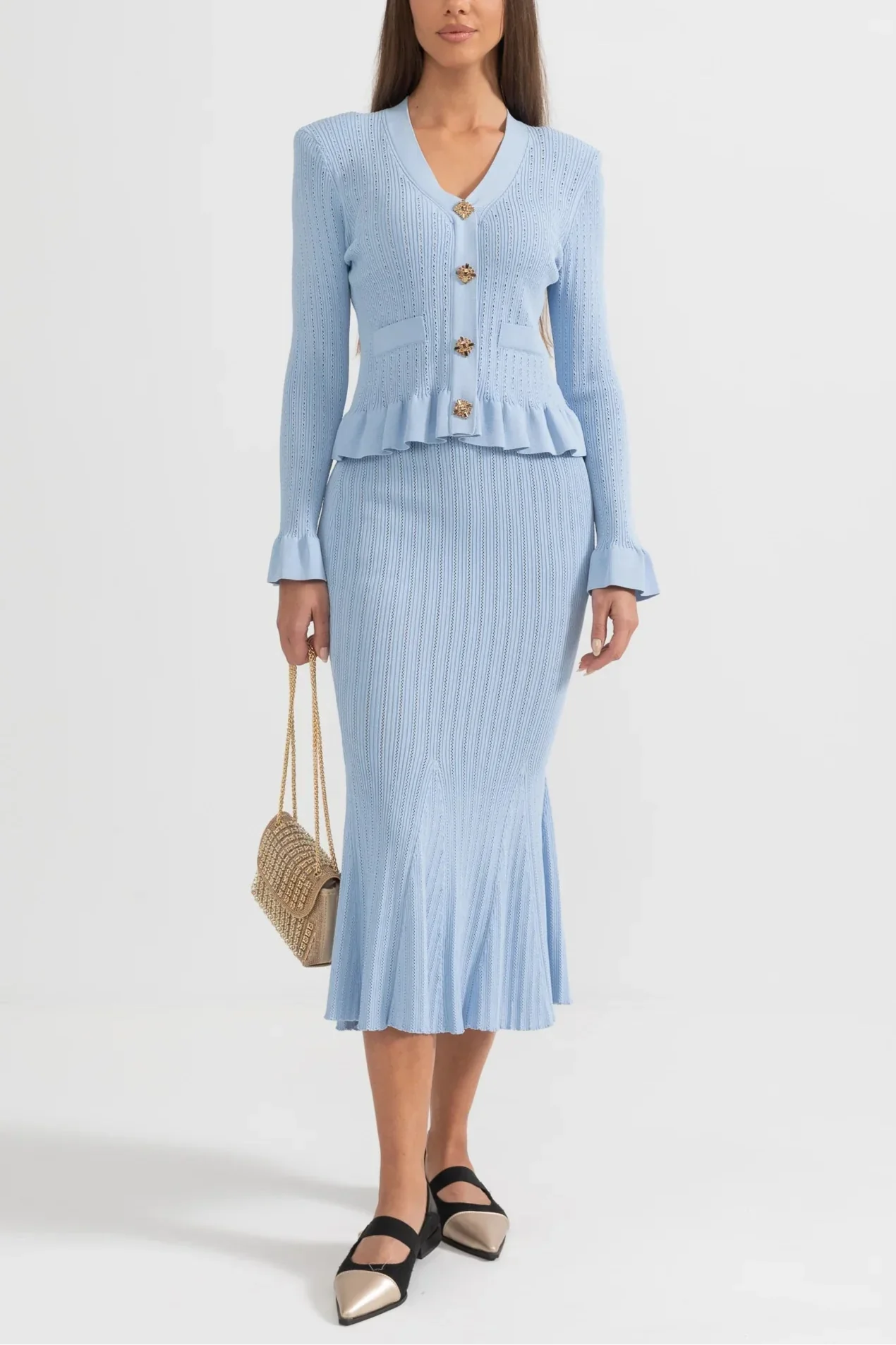 Cressida Refined Knit Midi Dress & Buttoned Top Set