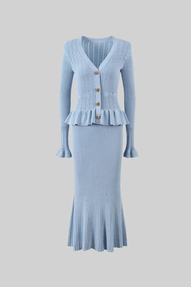 Cressida Refined Knit Midi Dress & Buttoned Top Set