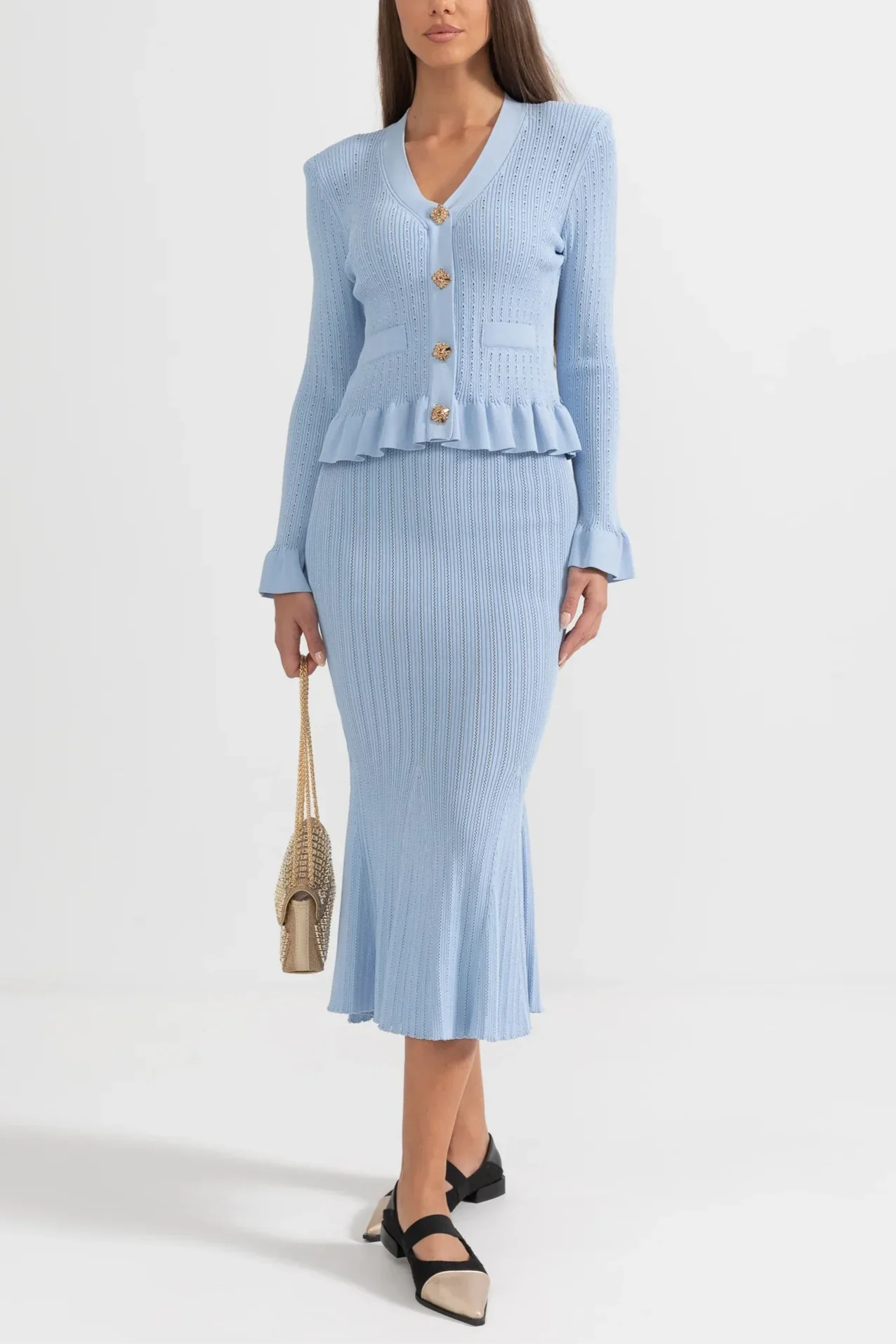 Cressida Refined Knit Midi Dress & Buttoned Top Set