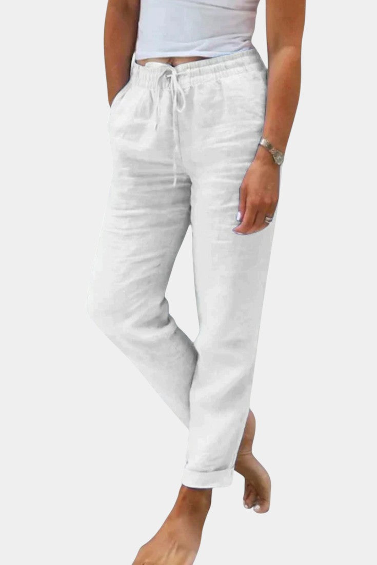 Violet Relaxed Fit Linen Blend Trousers