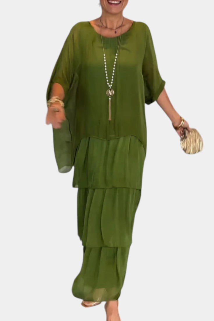 Caroline Tiered Batwing Maxi Dress