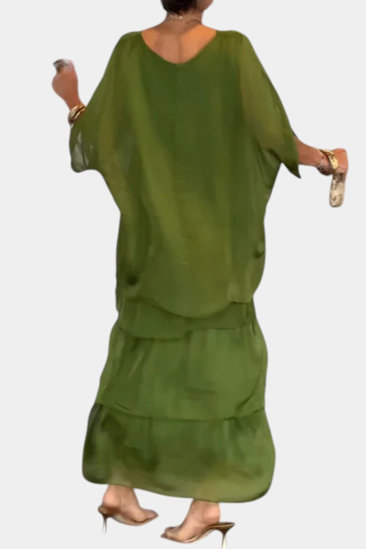 Caroline Tiered Batwing Maxi Dress
