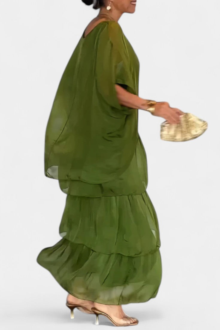 Caroline Tiered Batwing Maxi Dress