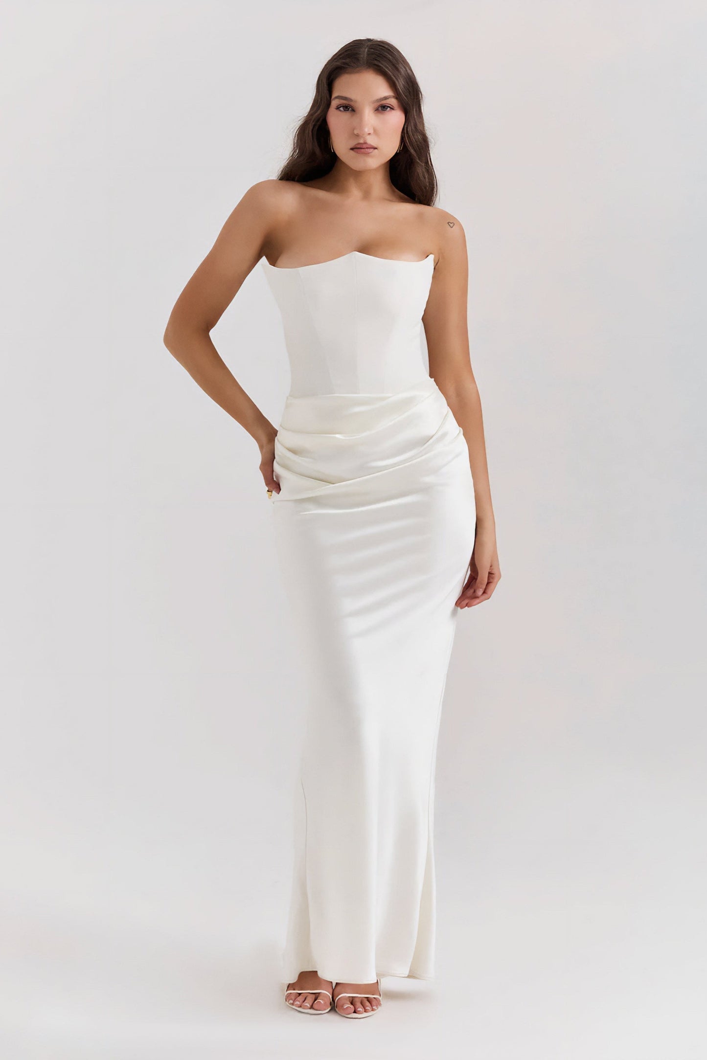 Emily Strapless Corset Draped Maxi Dress