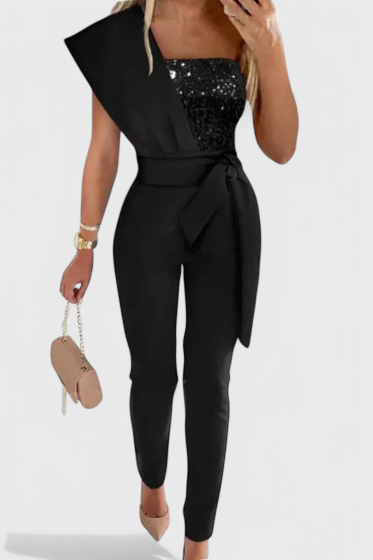 Layla One-Shoulder Sequin Jumpsuit