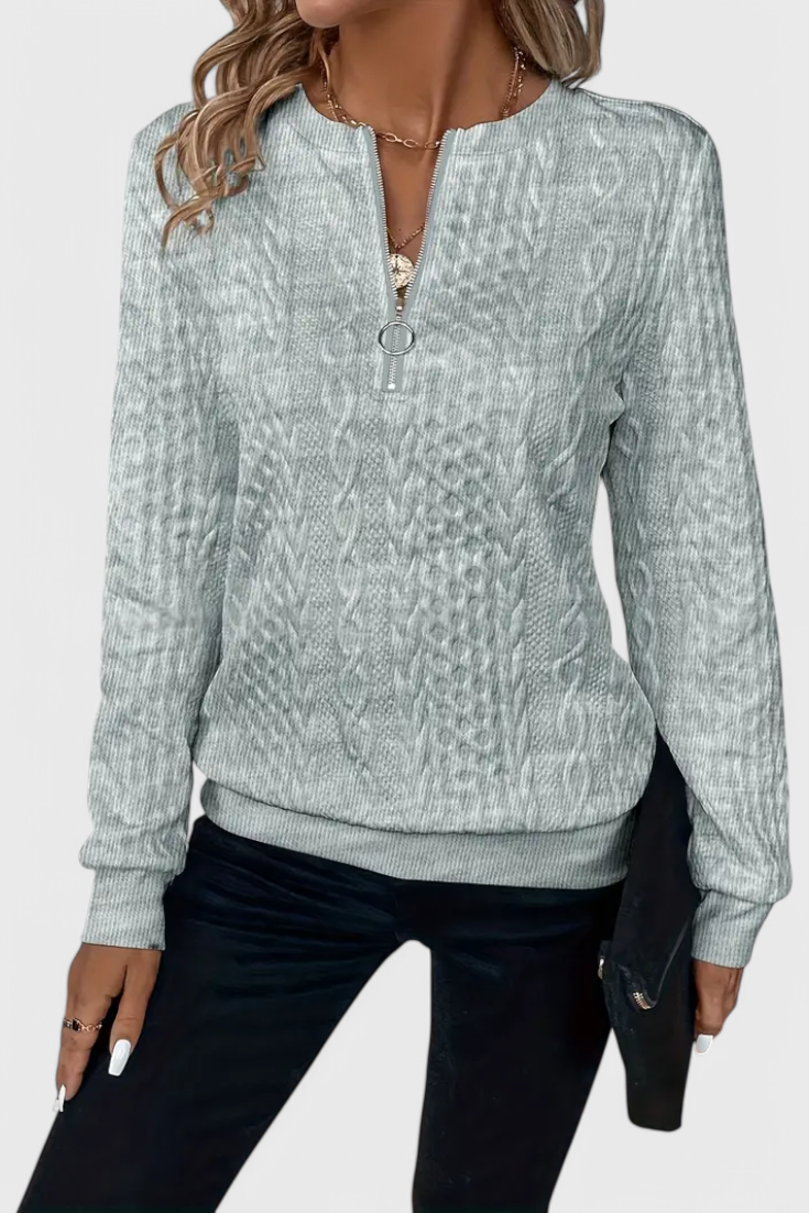 Zoey Soft Zip-Up Knit Jumper