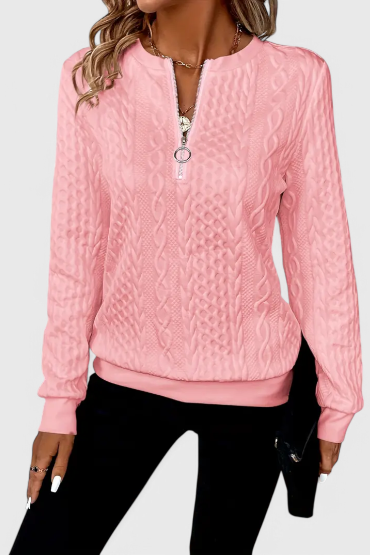 Zoey Soft Zip-Up Knit Jumper