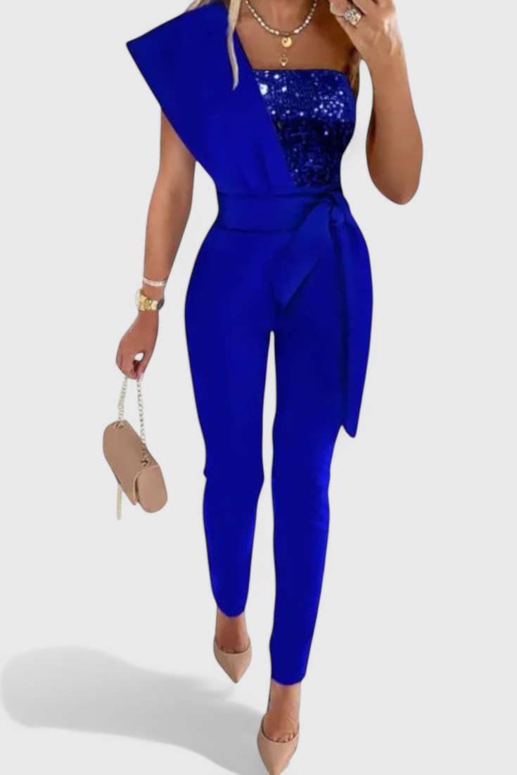Layla One-Shoulder Sequin Jumpsuit