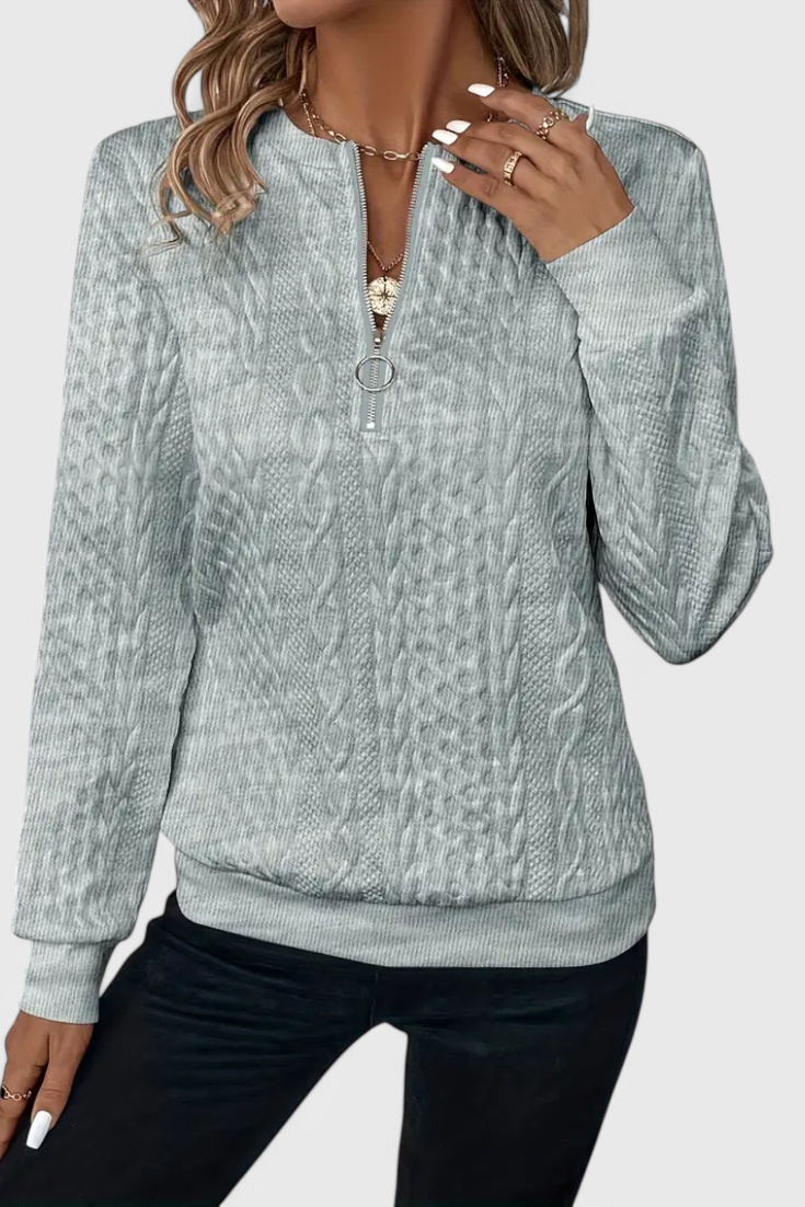 Zoey Soft Zip-Up Knit Jumper