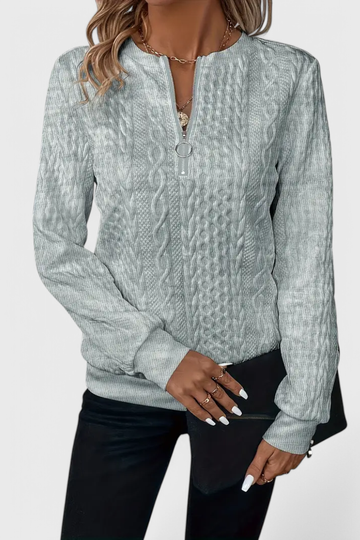 Zoey Soft Zip-Up Knit Jumper