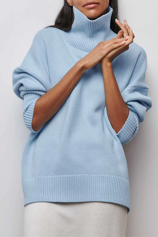 Kaisey Cloudless Sky Turtleneck Oversized Jumper