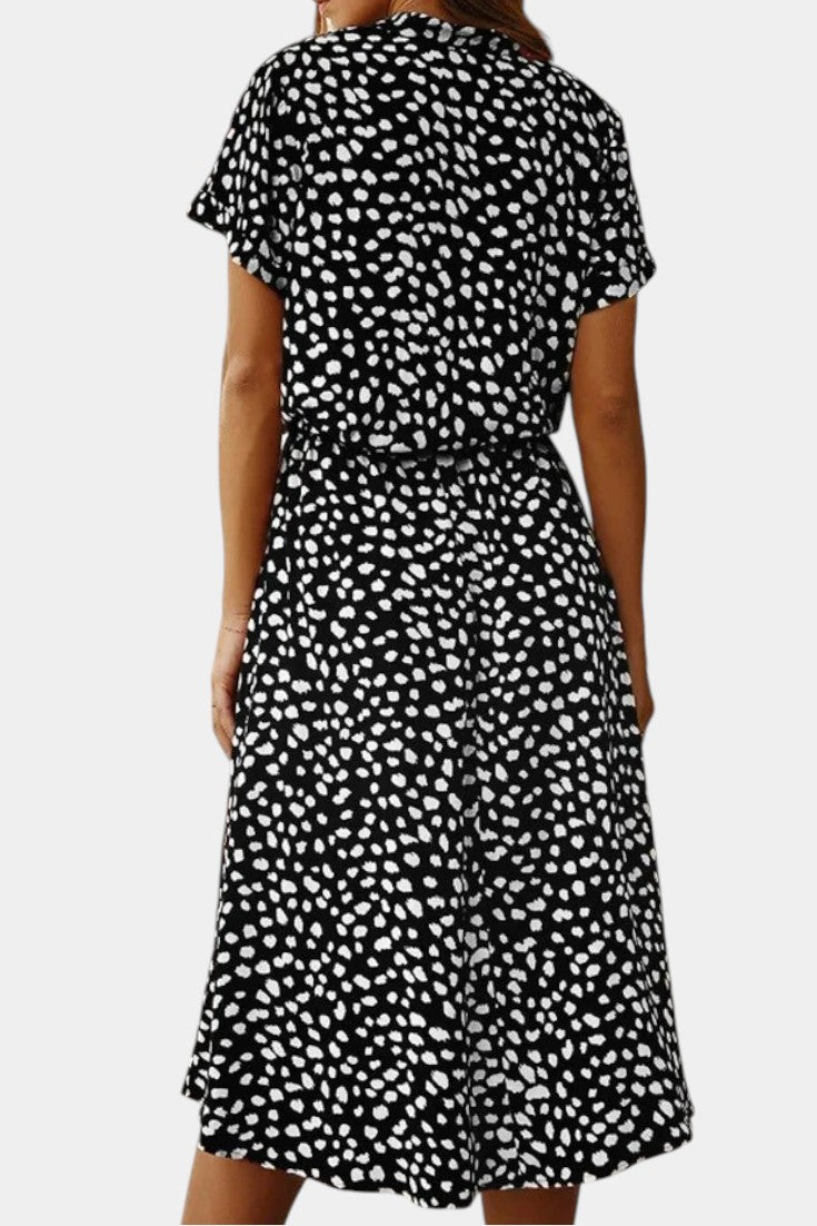 Rovena Polka Dot Shirt Midi Dress
