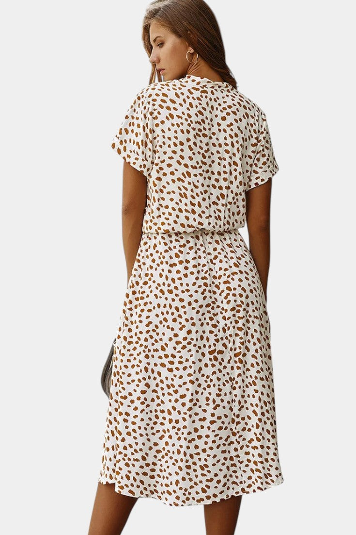 Rovena Polka Dot Shirt Midi Dress