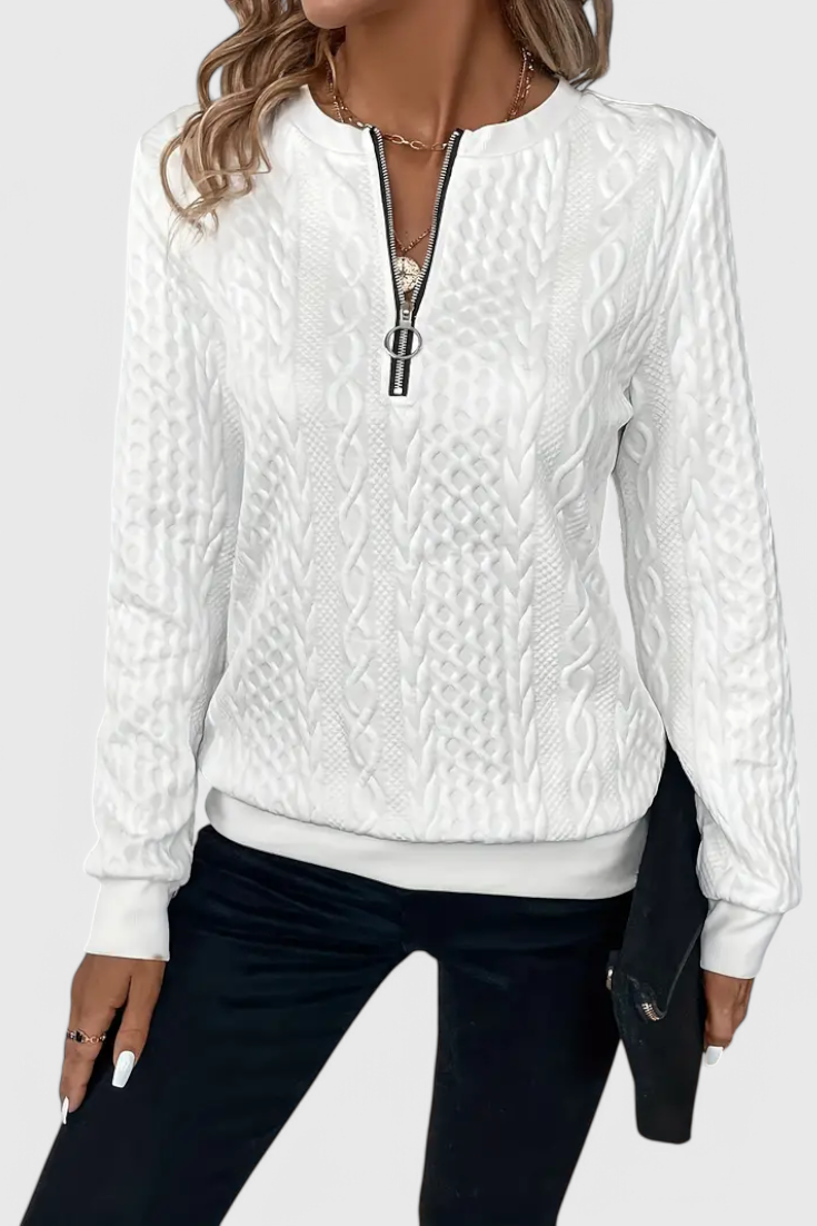 Zoey Soft Zip-Up Knit Jumper