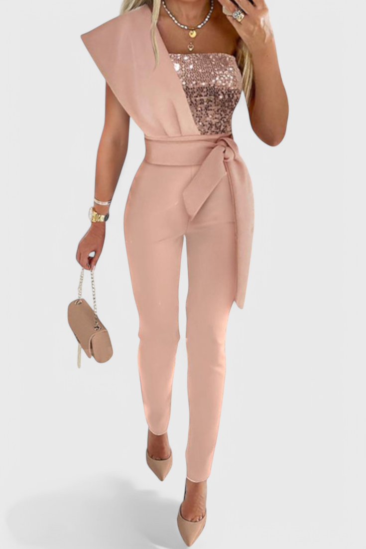 Layla One-Shoulder Sequin Jumpsuit