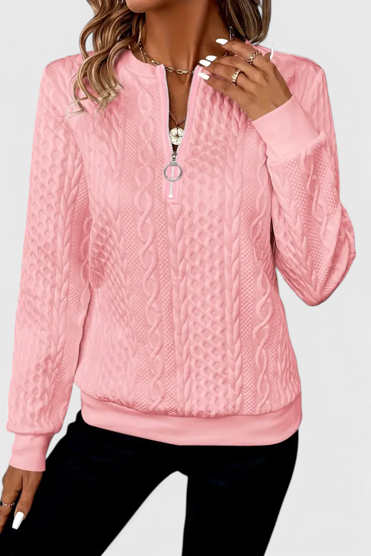 Zoey Soft Zip-Up Knit Jumper