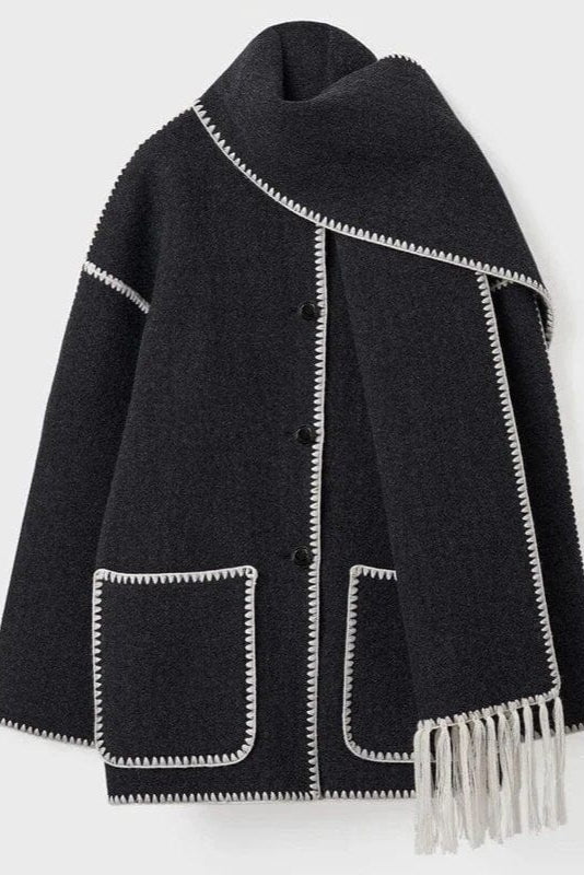 Fawn Poppy Fringed Scarf Coat