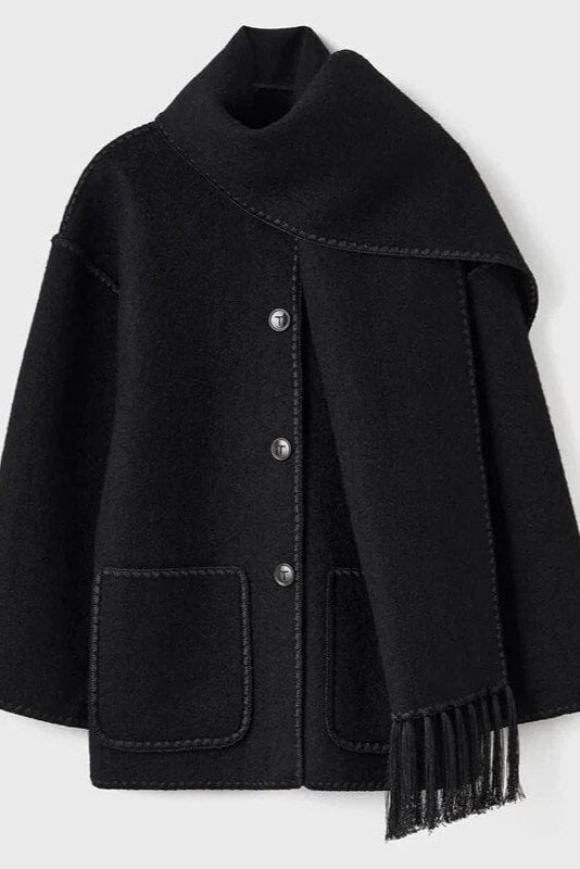 Fawn Poppy Fringed Scarf Coat
