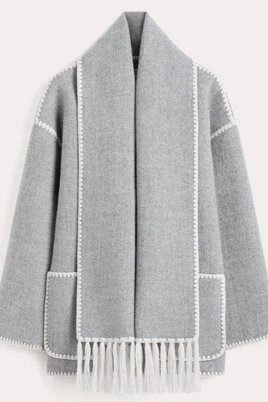 Fawn Poppy Fringed Scarf Coat