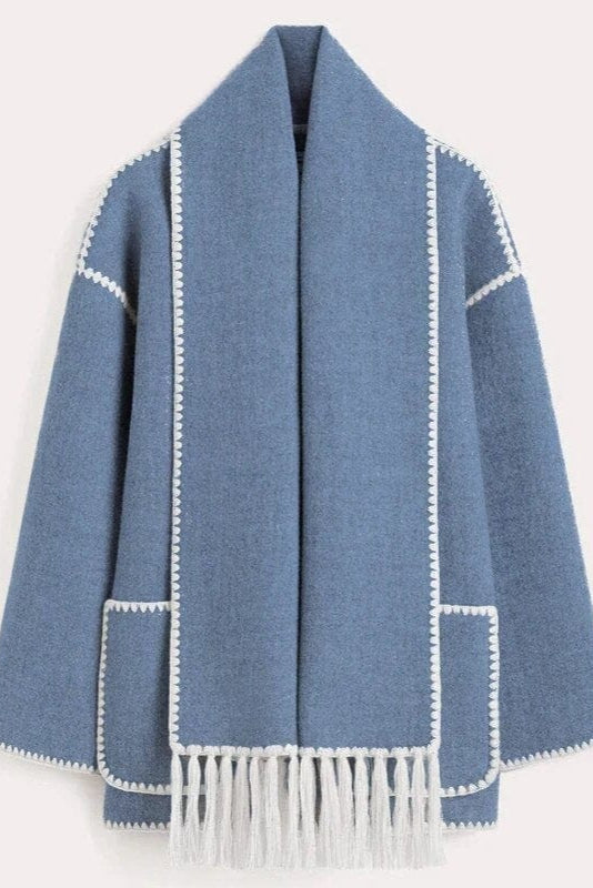 Fawn Poppy Fringed Scarf Coat