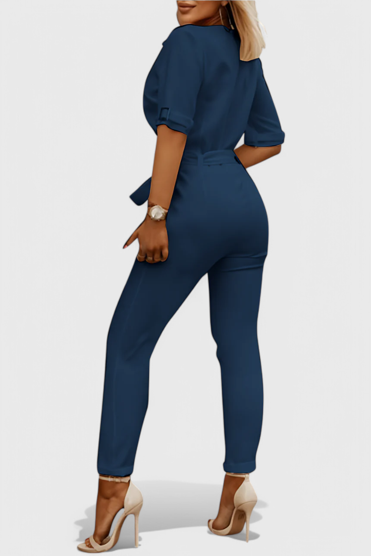 Vivienne V-Neck Jumpsuit with Effortless Elegance