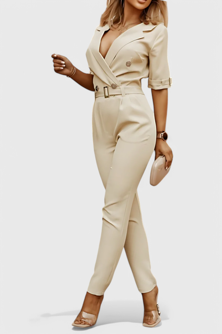 Vivienne V-Neck Jumpsuit with Effortless Elegance
