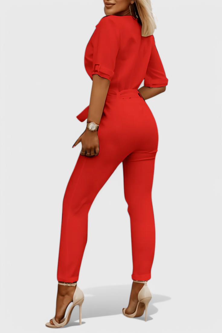 Vivienne V-Neck Jumpsuit with Effortless Elegance